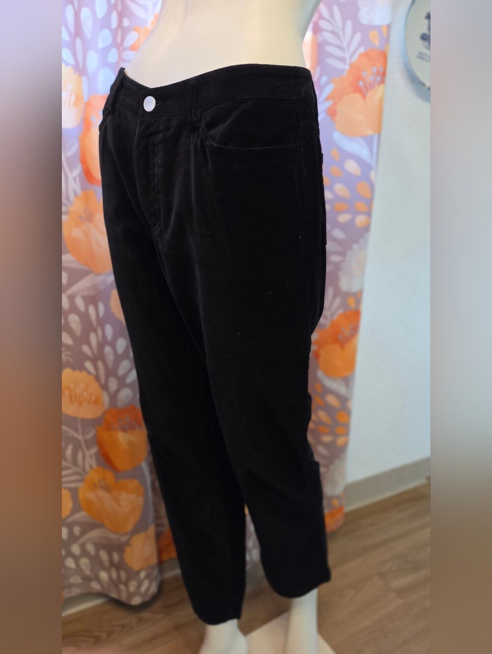LOFT Black Velour Modern Straight Leg Pants